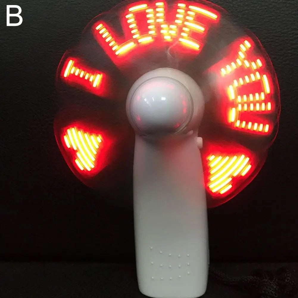 Mini LED Handheld Fan – 3 Speeds, Flashing Lights, Ultra Quiet