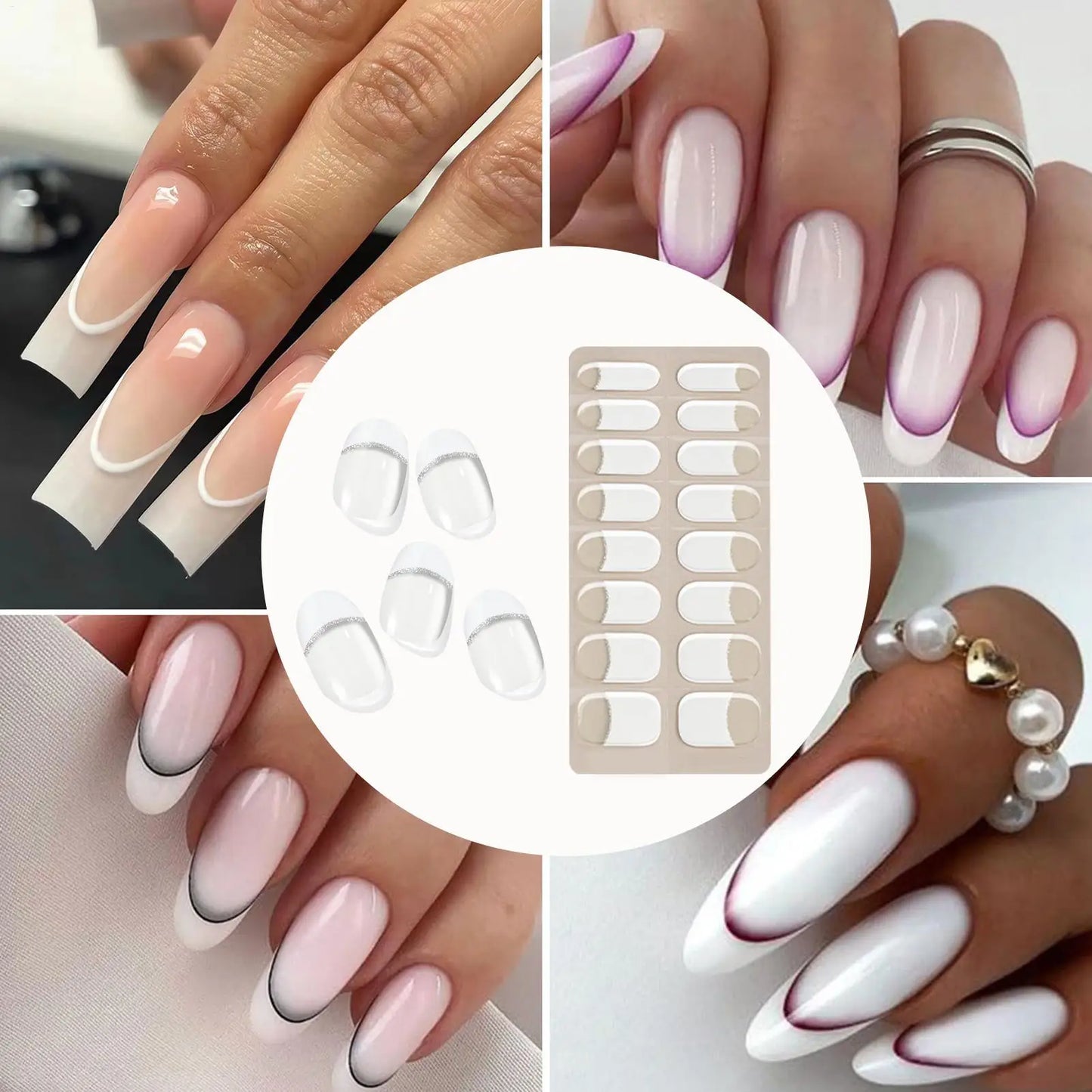 Semi Cured Gel Nail Strips – French Gel Sticker Manicure