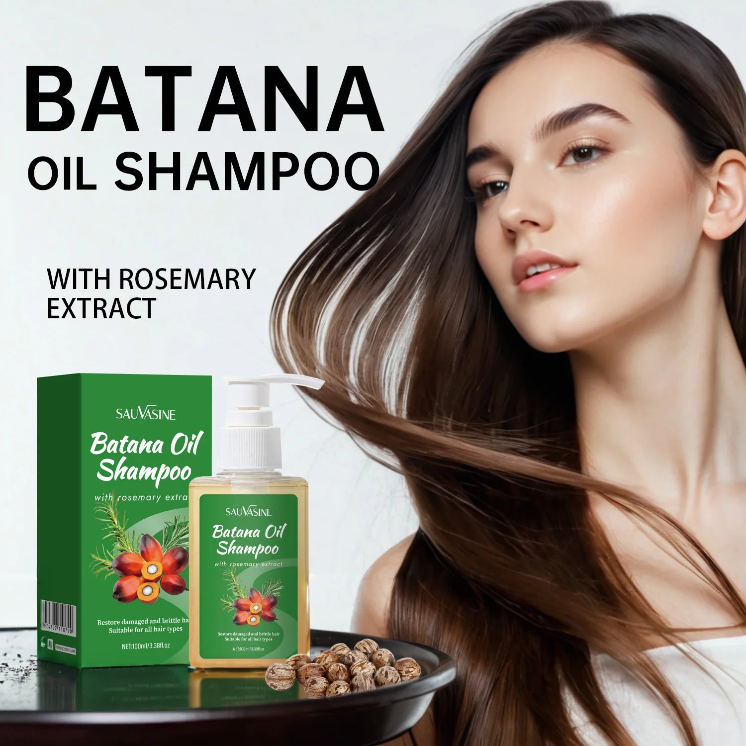 100ML Batana Oil Shampoo Soothing Scalp Intense Repair Batana Nourishing Shampoo with Rosemary Extract for All Hair Types Peaceful Pleasures Health and Wellness