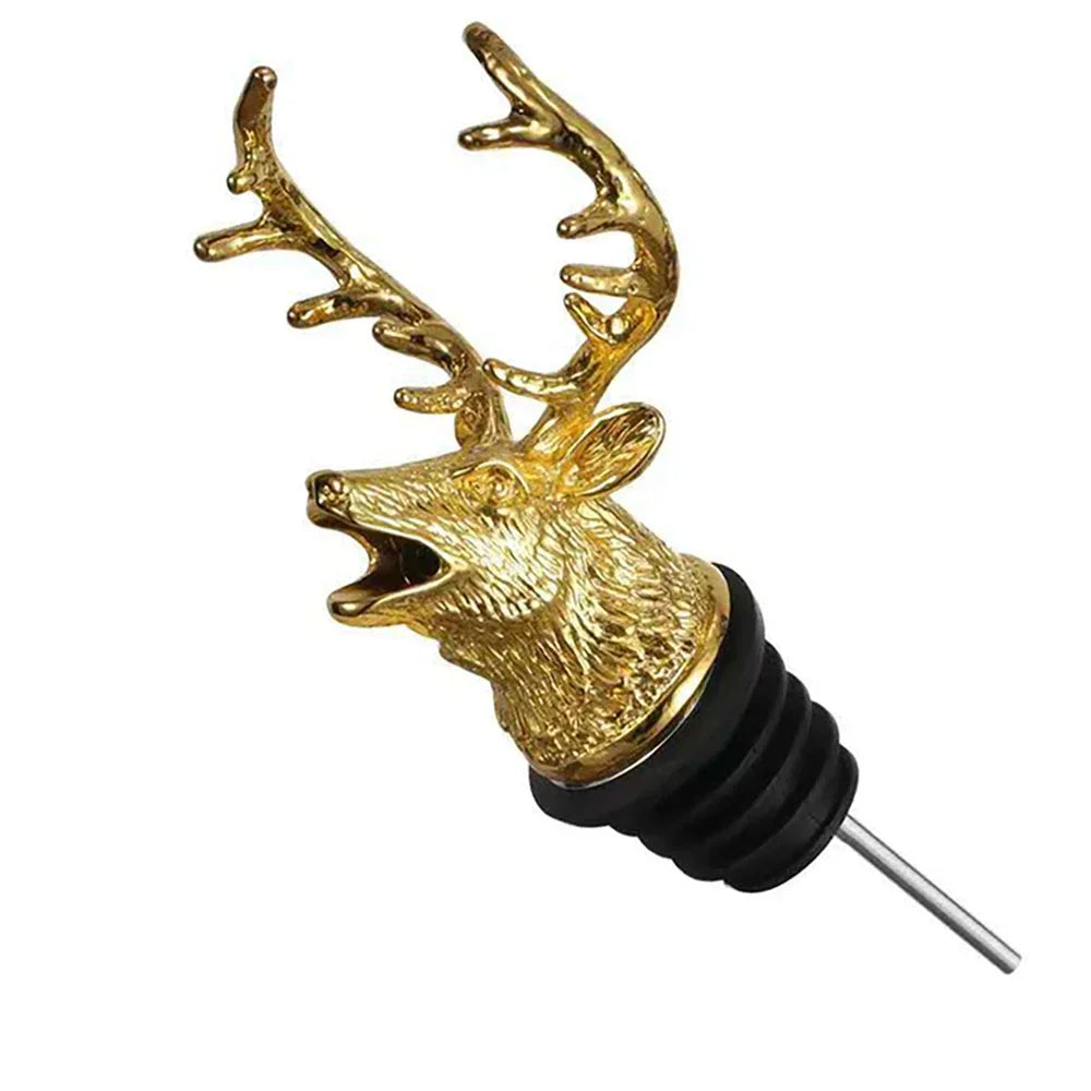 Deer Head Wine Bottle Stopper | Stainless Steel Bar Accessory
