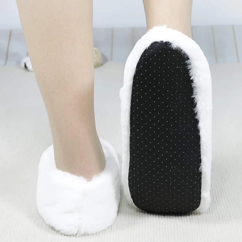 Women's Fluffy Cat Plush Slippers – Warm Non-Slip Indoor Shoes