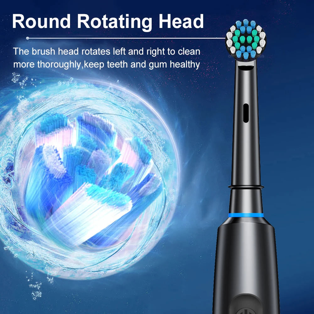Electric Toothbrush Rotary Rechargeable Electric Toothbrush for Adults Rotating Electric Toothbrushes with 8 Soft Brush Heads Peaceful Pleasures Health and Wellness
