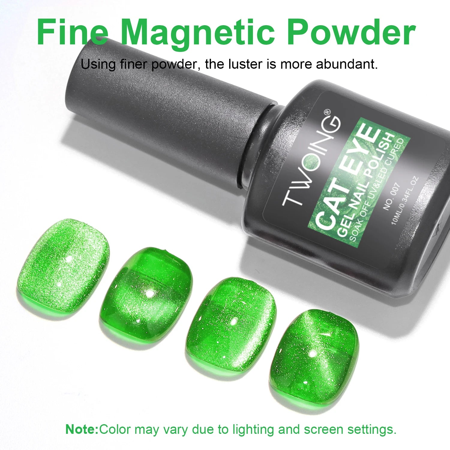 Green Cat Eye Gel Polish – Glossy Magnetic Gel Nail Polish with Holographic 9D Cat Eye Effect, Long-Lasting Soak Off UV LED Gel Peaceful Pleasures Health and Wellness