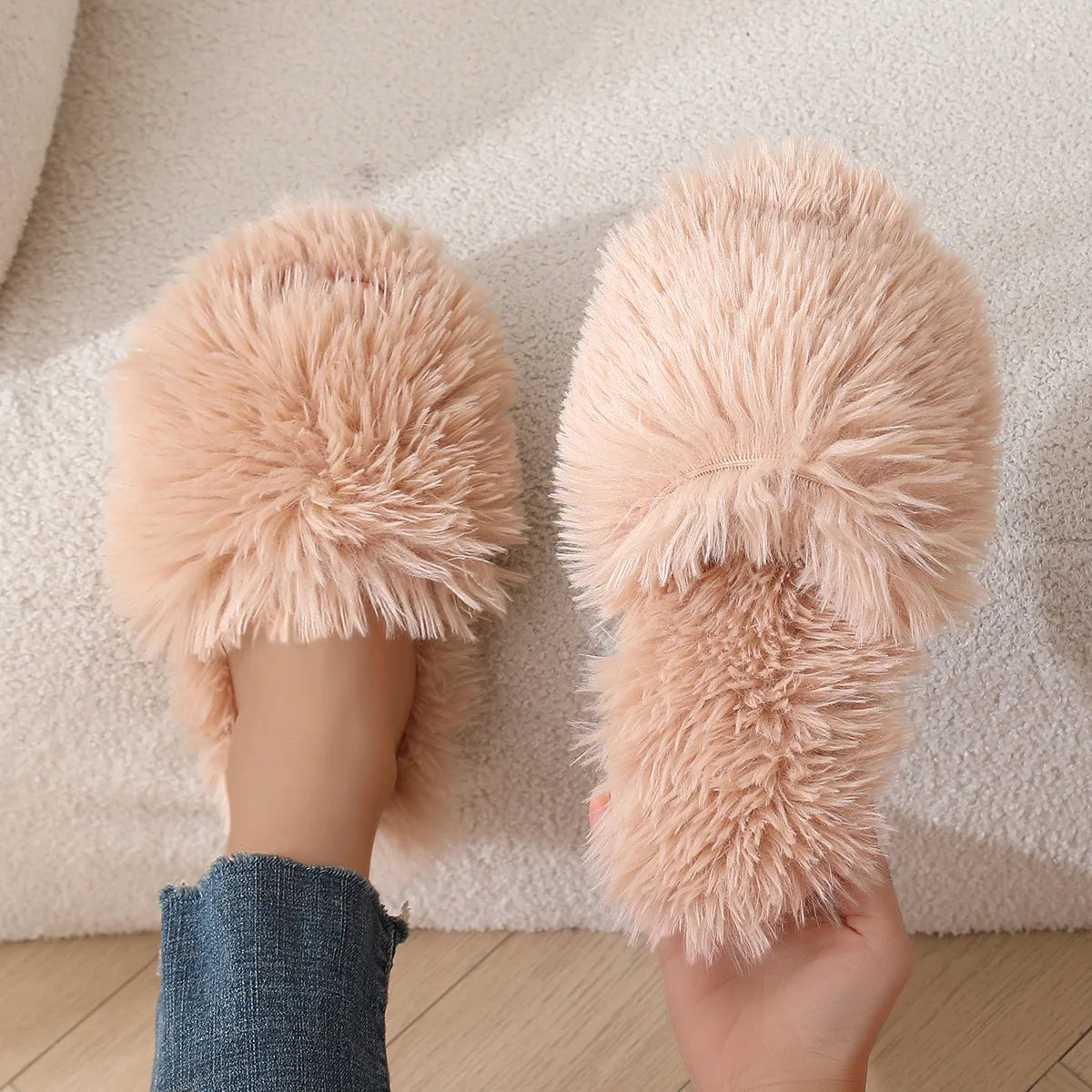 Women's Plush Winter Slippers | Non-Slip Soft Indoor House Shoes