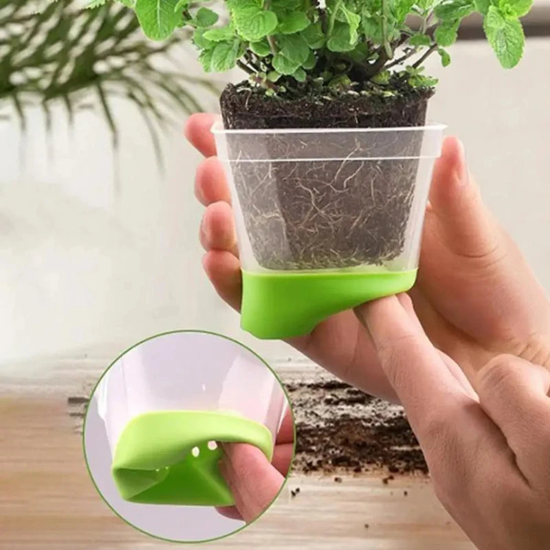 6 plastic square flower pots, transparent planting and seedling pots, reusable, breathable with silicone bottom and label Peaceful Pleasures Health and Wellness