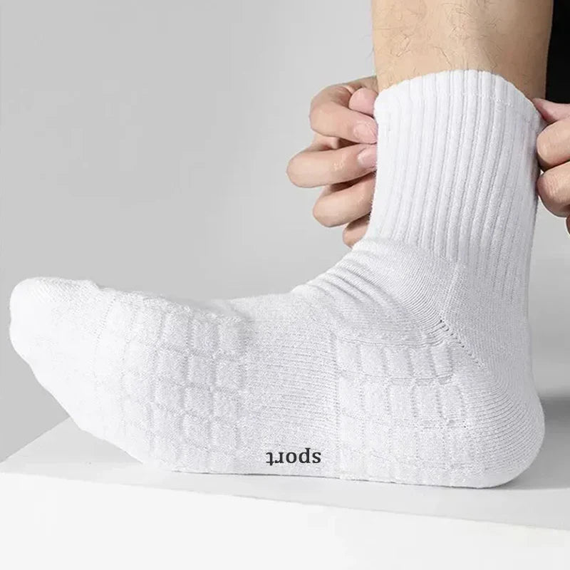 Men's Thick Bottom Sweat Absorbing and Breathable Sports Socks with Bottom Cushion for Running Professional Sports Men's Socks Peaceful Pleasures Health and Wellness