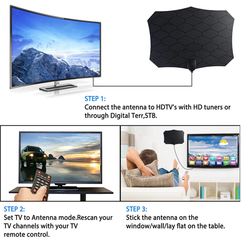 4K 1080P Indoor HDTV Antenna with Amplified Signal Booster