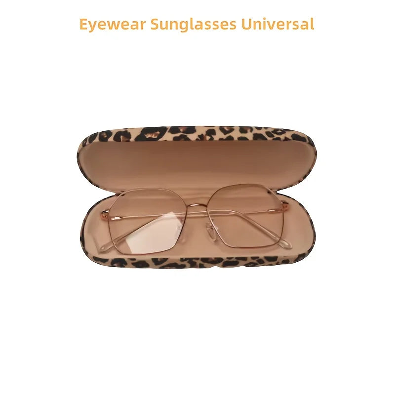 Leopard Print Metal Glasses Case | Hard Shell Travel Storage