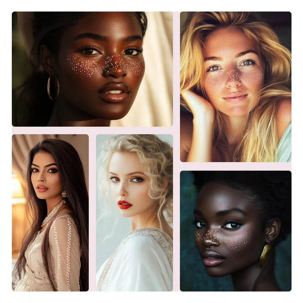 Silver Glitter Fake Freckles Patches | Waterproof Temporary Face