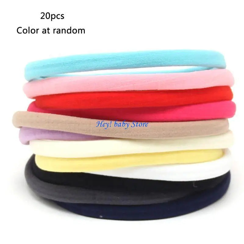 20-Pack Baby Girl Nylon Hairbands – Newborn to Toddler Mix Colors