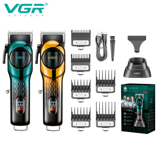 VGR 166 professional intelligent digital rechargeable hair clipper with gradient ribbon base adjustable electric push shear Peaceful Pleasures Health and Wellness