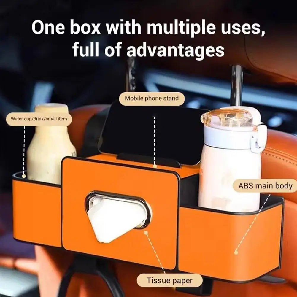Car Seatback Storage Box Multi-Function Tissue Holder Car Cup Holder Seatback Storage Compartment Interior Decorative Hook Peaceful Pleasures Health and Wellness