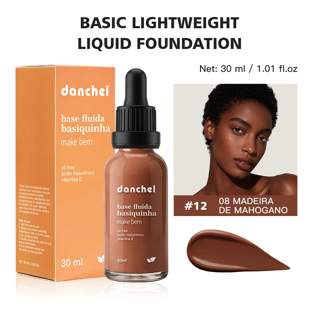 Danchel Matte Liquid Foundation – 12 Shades, Oil Control