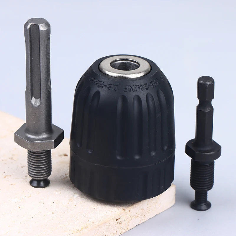 Versatile 0.8-10mm Keyless Drill Chuck 3/8" To 24UNF Thread 1/4" Hex Shank Quick Change Adapter Steel Quick Connection Peaceful Pleasures Health and Wellness