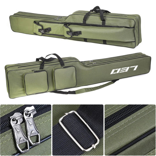 Two Layer Fishing Bag 130cm Rod Reel Bag Fishing Pole Gear Tackle Tools Carry Case Portable Durable Fishing Rod Tackle Bag Peaceful Pleasures Health and Wellness