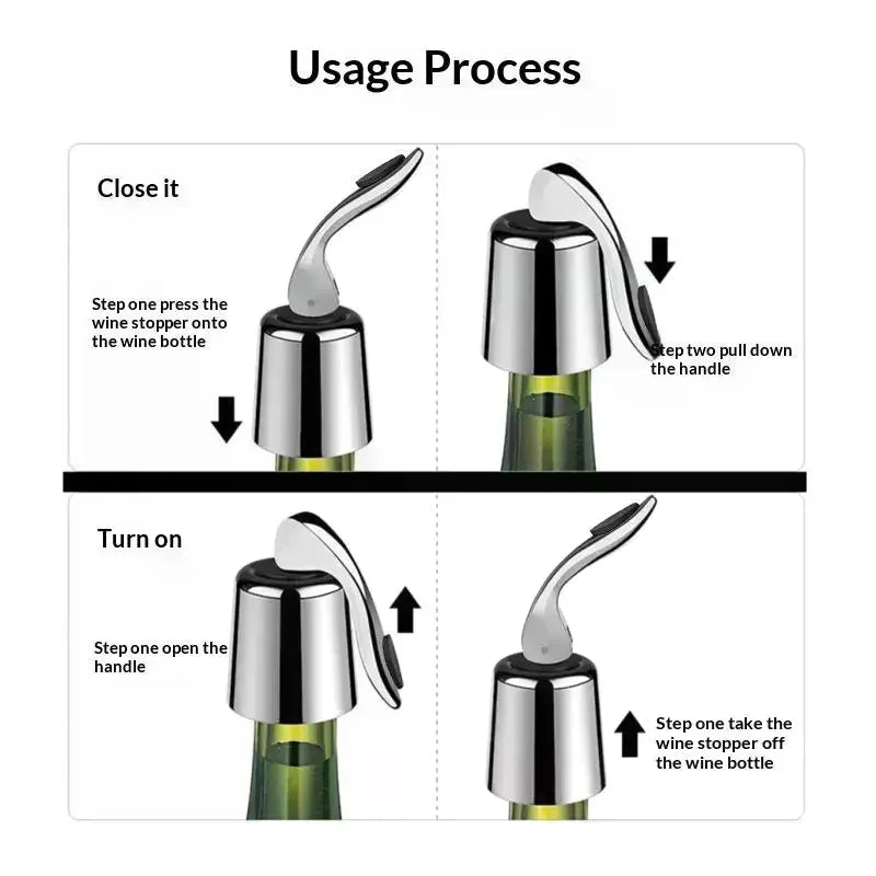 Stainless Steel Wine Bottle Stopper | Airtight Silicone Seal