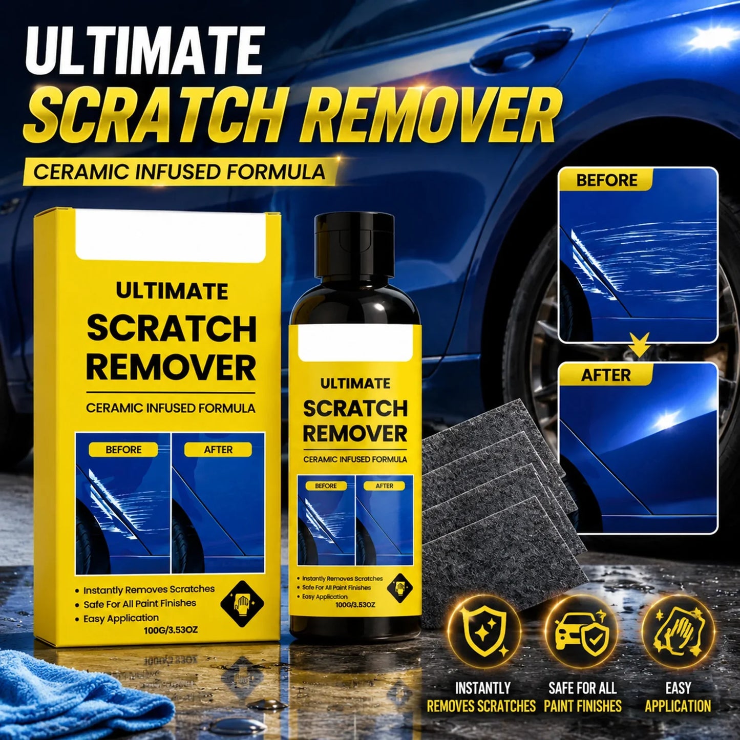 Car Scratch Remover Kit – Ceramic Formula & Nano Cloths