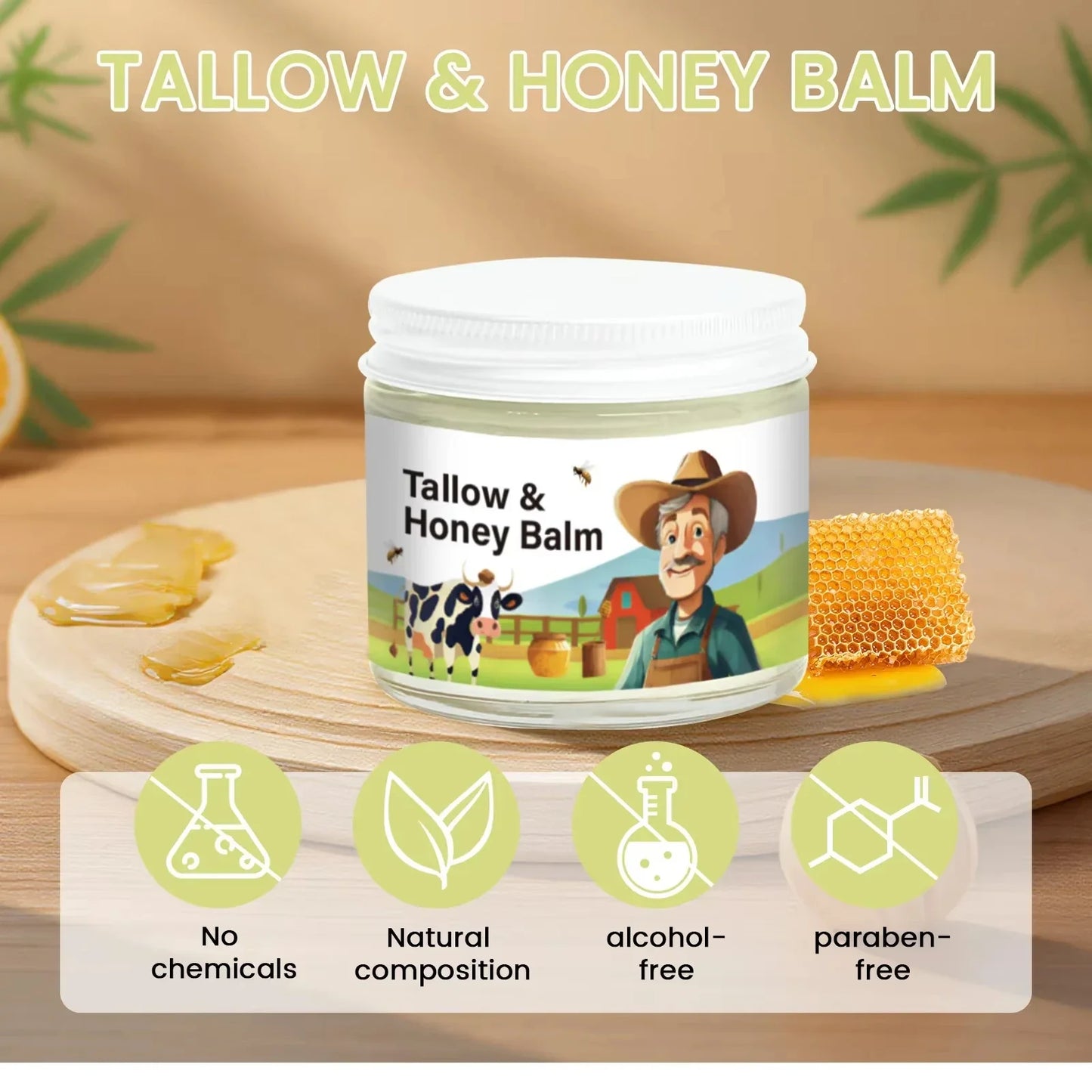 Hoygi Tallow & Honey Balm – Moisturizer for Dry Skin (60g)