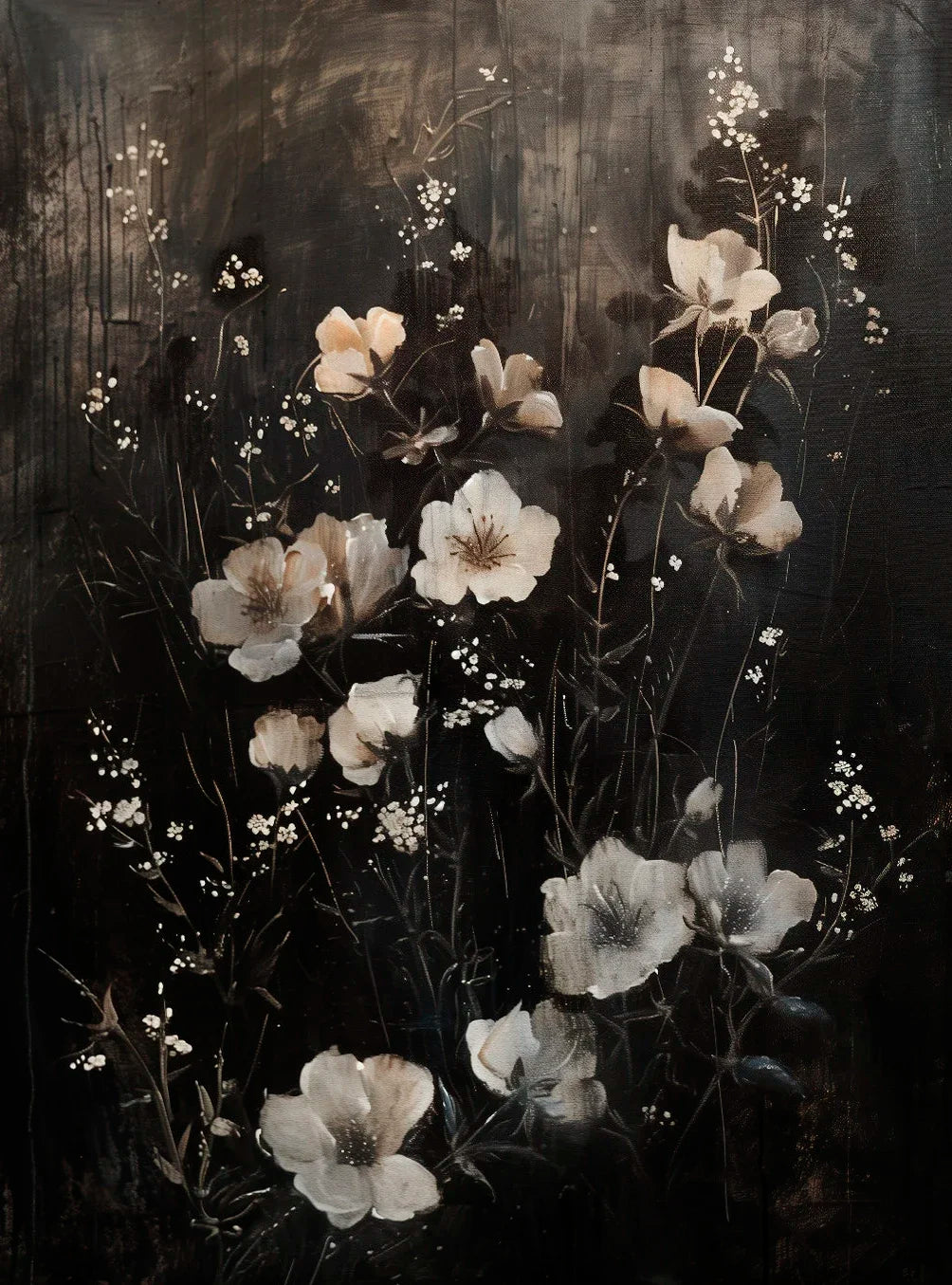 Moody Vintage Floral Series Poster Print Canvas Painting Art Pictures Home for Living Room Bedroom Wall Decor Frameless Peaceful Pleasures Health and Wellness