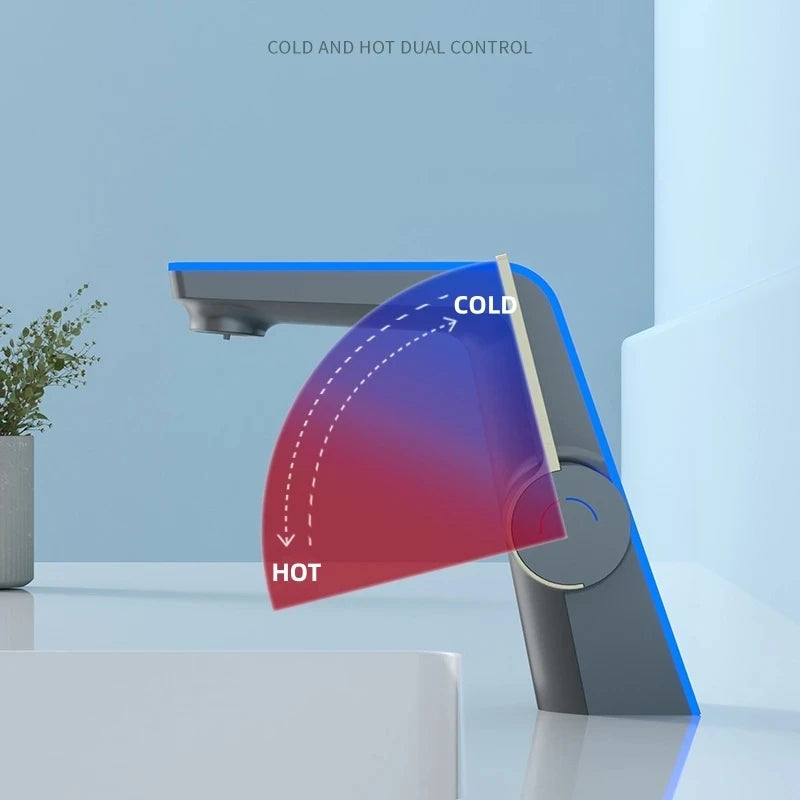 LED Temperature Display Basin Faucet | Single Hole Sink Mixer