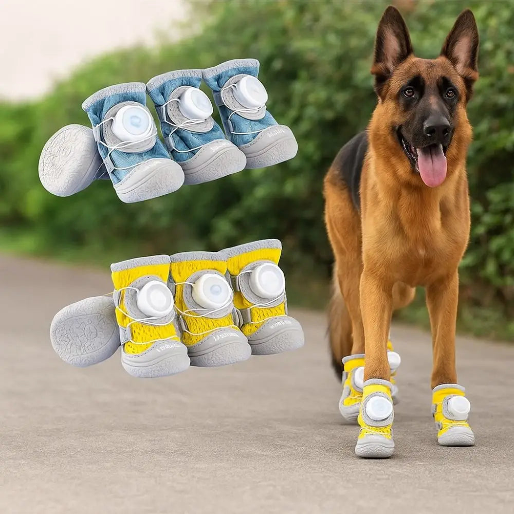 4-Pack Breathable Anti-Slip Dog Shoes | Soft Sole Mesh Boots