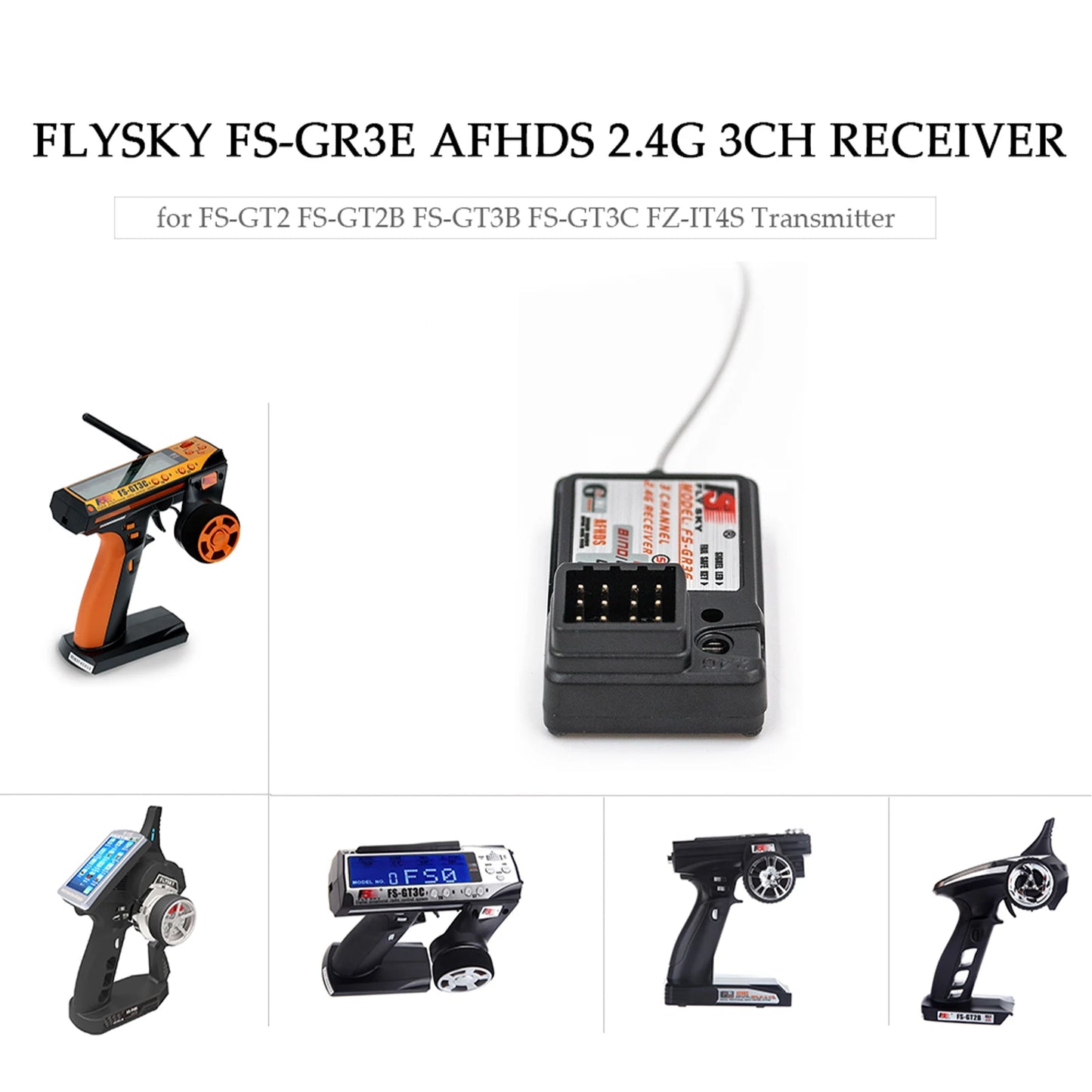 Flysky FS-GR3E 2.4GHz 3CH AFHDS Receiver for RC Car & Boat