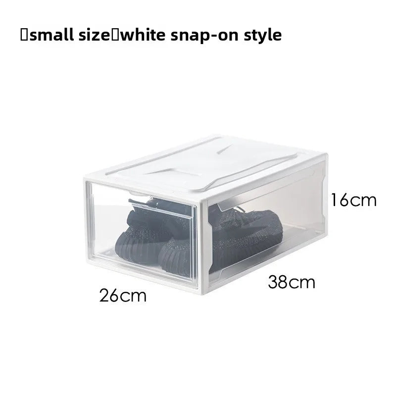 ‌Transparent Assembly Sneaker Organizer Flip Top Basketball Shoe Display Box Showcase Collectibles Unisex Home Décor Essential Peaceful Pleasures Health and Wellness S White