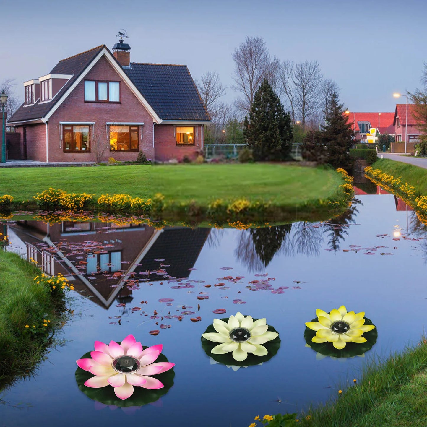 1pc Solar Floating Lotus Shape Water Surface Decor Fountain Decor Bird Bath Lotus Waterscape For Fish Tank Pool Pond Outdoor Gar Peaceful Pleasures Health and Wellness
