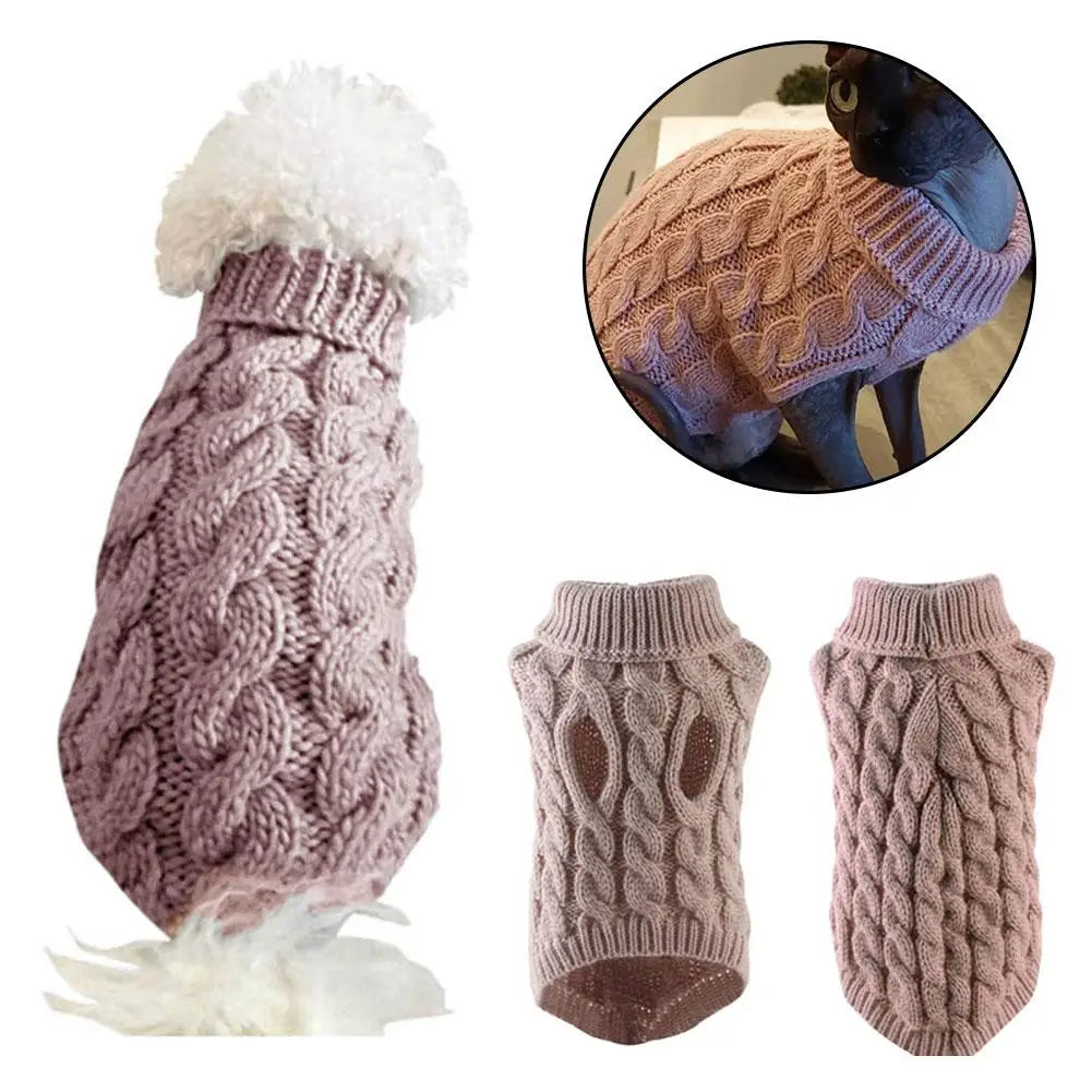 Knitted Dog Sweater – Warm Winter Coat for Small Dogs
