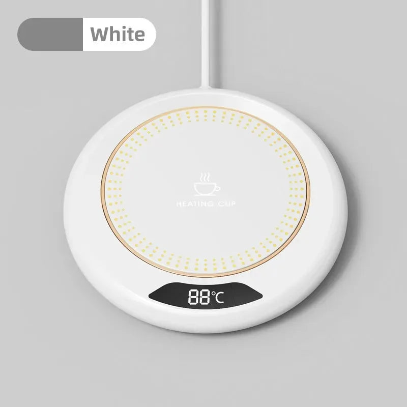 New USB Cup Warmer 3 Temperature Settings Thermostatic Heating Coaster Hot Plate Coffee Mug Milk Tea Water Heating Pad Heater Peaceful Pleasures Health and Wellness white