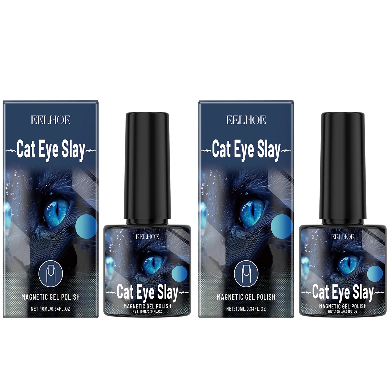 EELHOE Blue Black Magnetic Gel Nail Polish – Quick-Dry 10ml Magnetic Gel Nail Polish Peaceful Pleasures Health and Wellness 2 x 10ml Boxed