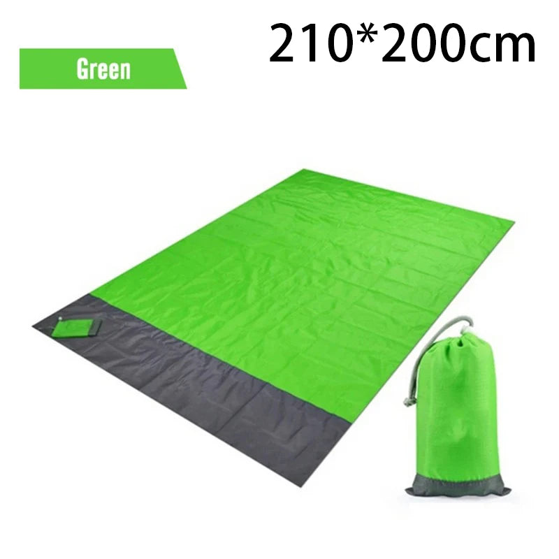Waterproof Picnic Mat Outdoor Beach Mat Folding Portable Camping Mat Gingham Moisture Proof Lightweight Blanket with Pocket Peaceful Pleasures Health and Wellness Green Grey 200x210cm