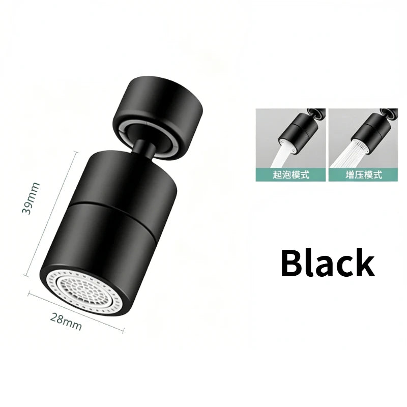 360°Universal Kitchen Faucet Anti-splash Aerator Bathroom Tap Rotatable Faucet 2 Mode Tap Nozzle Bubbler Kitchen Sink Faucet Peaceful Pleasures Health and Wellness Black