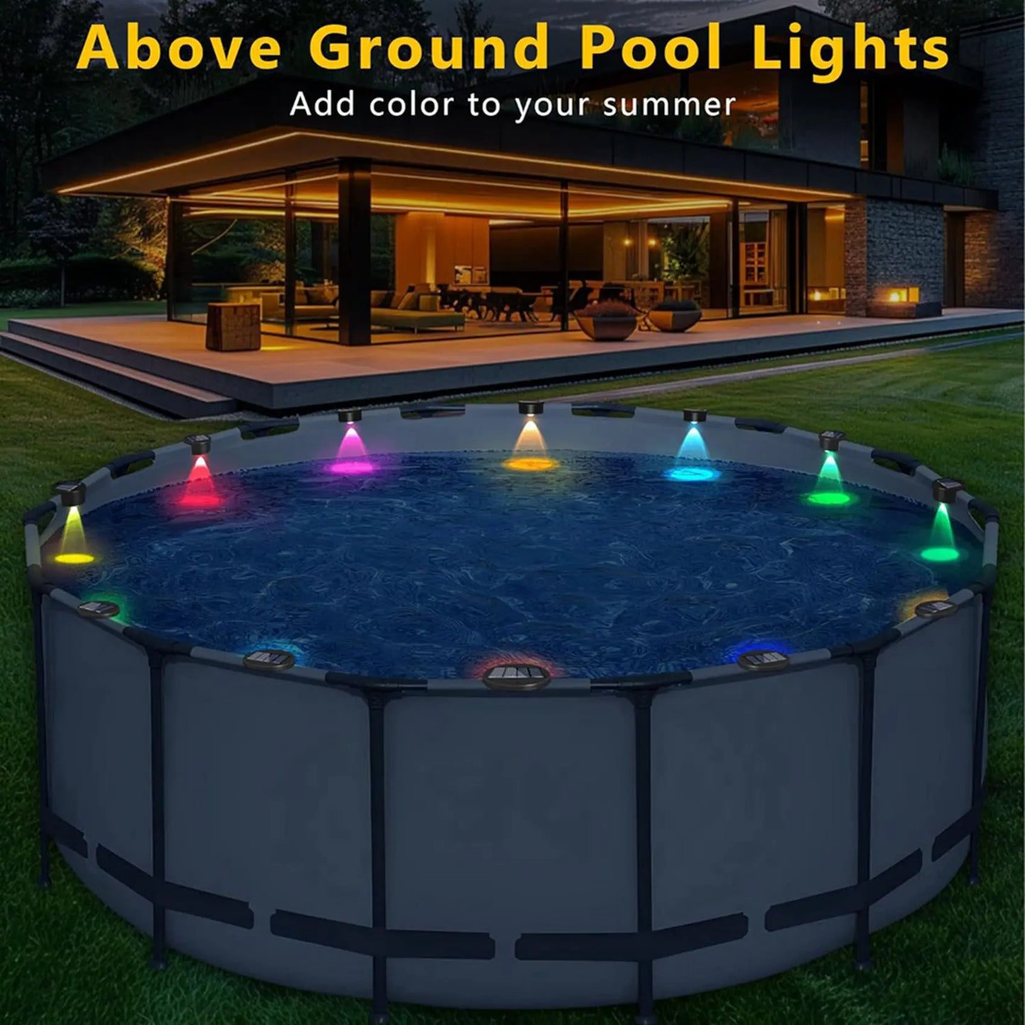 Solar Pool Edge Lights 8-Pack | Color-Changing Wireless Deck