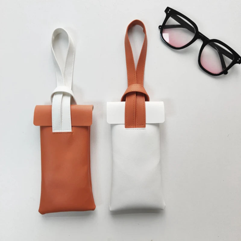 Genuine Leather Dustproof Eyewear Pouch | Contrast Color