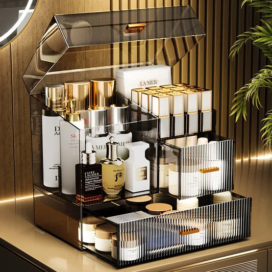 Large Acrylic Cosmetics Organizer Box – Dustproof Makeup Storage Cosmetics Storage Organizer Peaceful Pleasures Health and Wellness