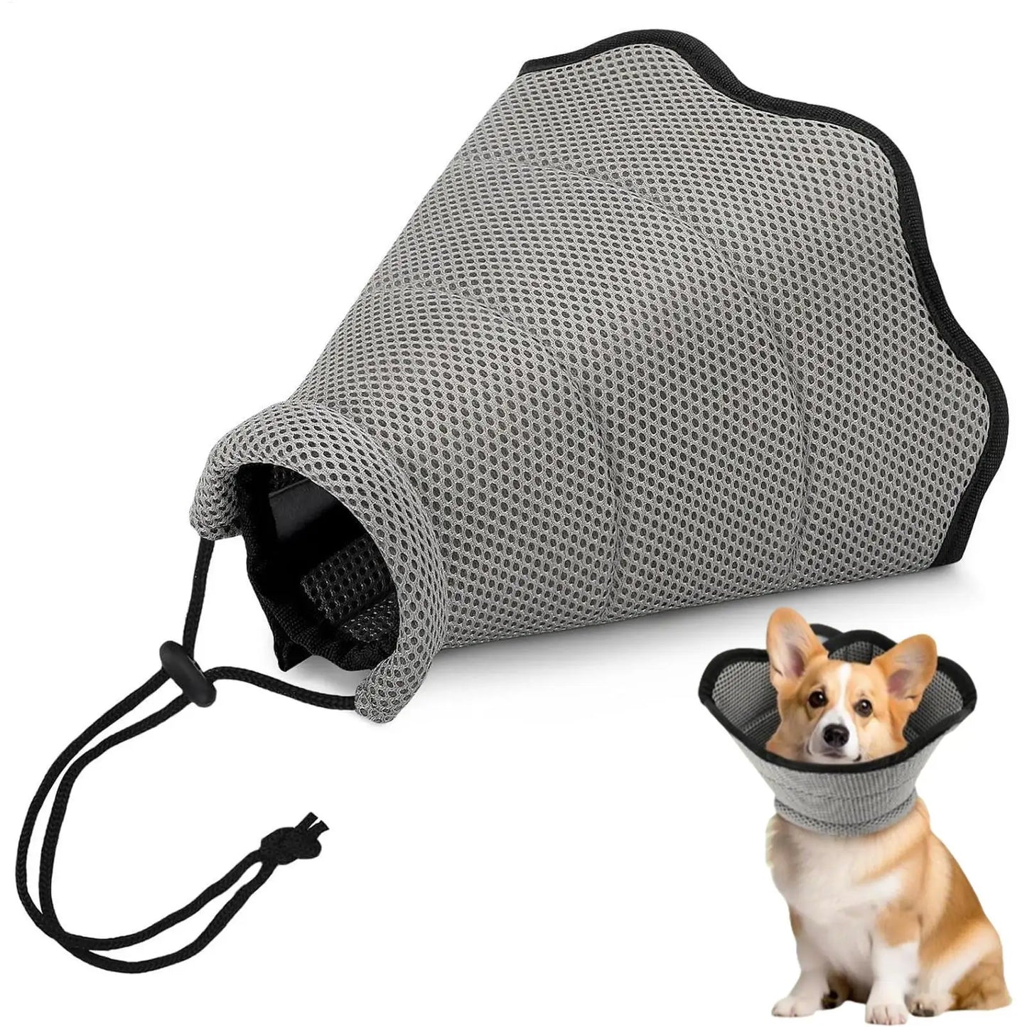 Soft Breathable Dog Recovery Cone Collar | Adjustable Pet Cone