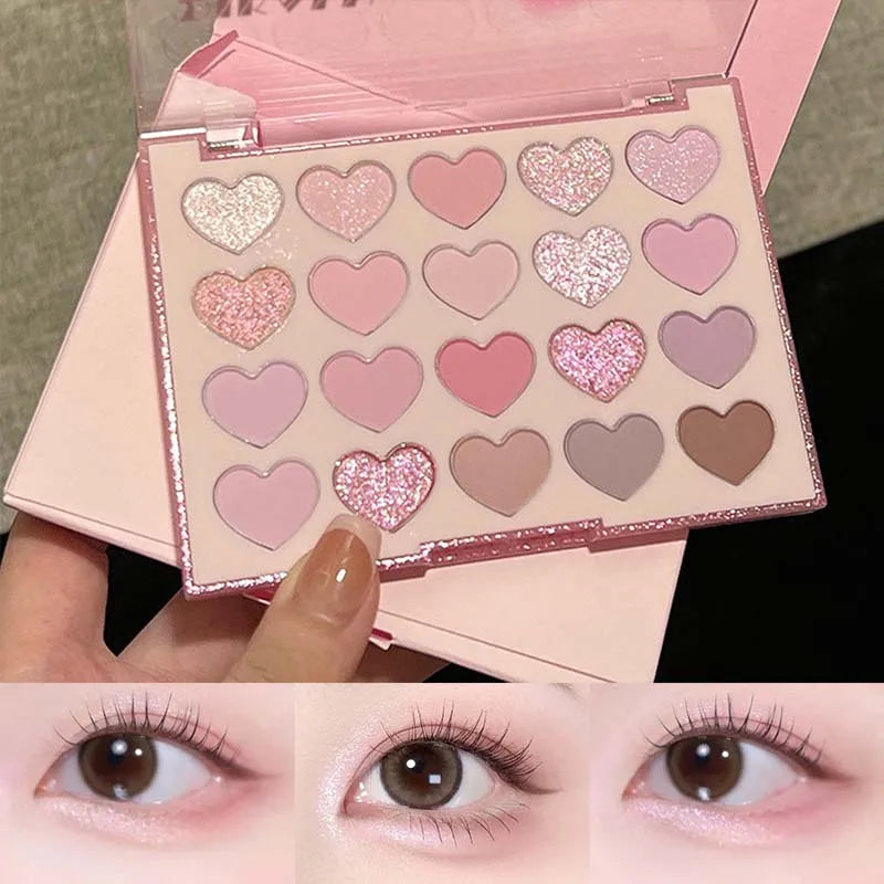DIKALU 20-Color Heart Eyeshadow Palette – Glitter & Shimmer