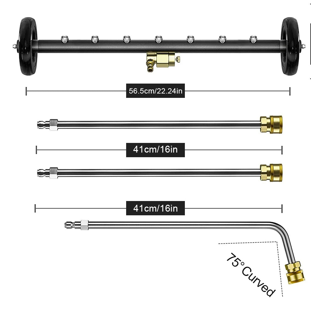 22 Inch High-Pressure Water Broom Extendable 3-Wand Car Chassis High Pressure Washer Car Washing Locomotive Bottom Water Broom Peaceful Pleasures Health and Wellness