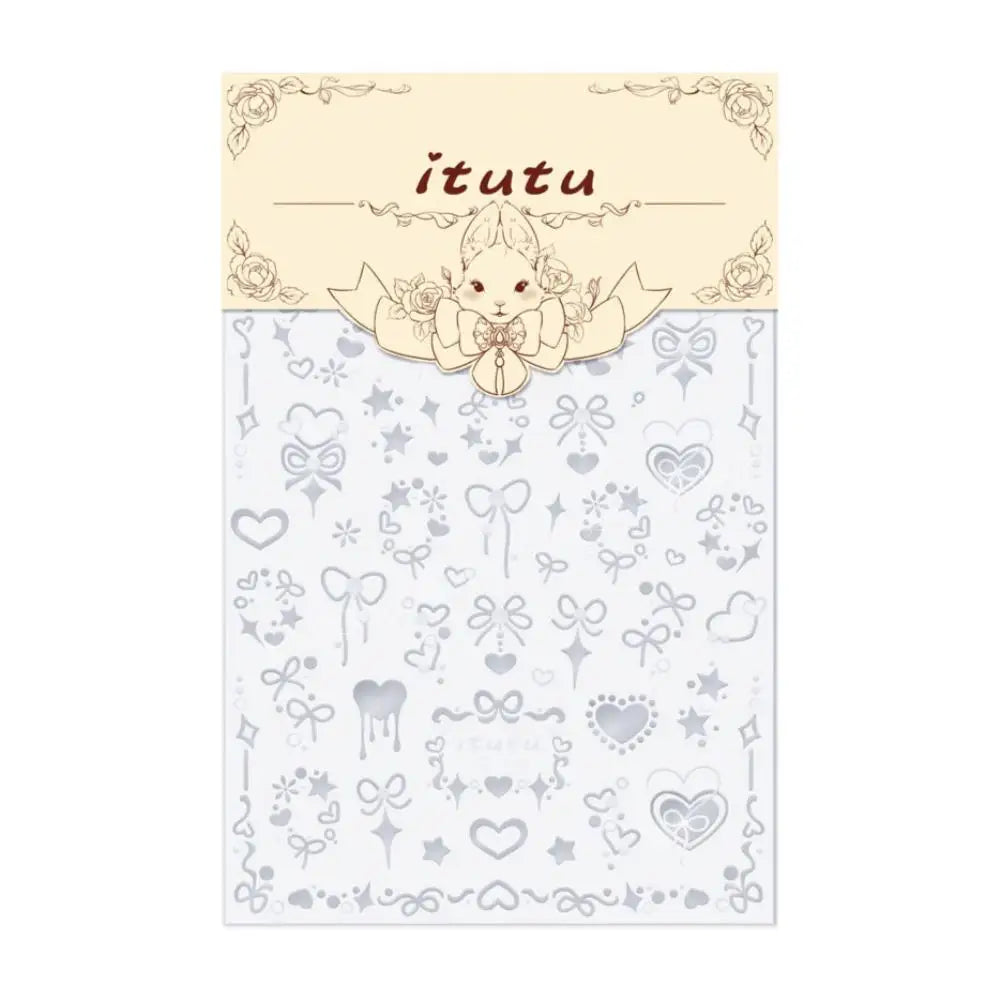 Heart Bow Nail Stickers – Gold Foil Rose Embossed DIY Nail Art