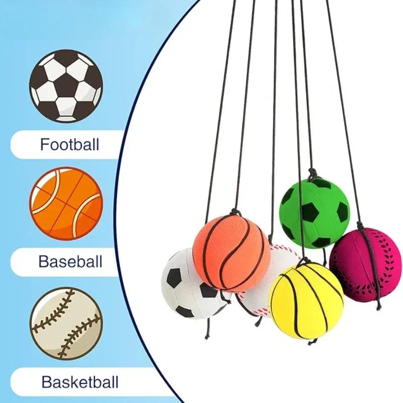Elastic Wrist Swing Ball Toy | PU Rubber Rebound Ball w/ Strap
