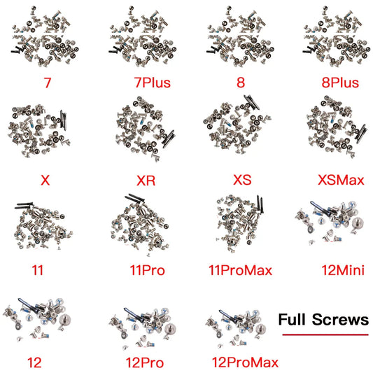 iPhone 7–12 Pro Max Full Screw Replacement Set | 5-Star Screws Phone Repair Screws Oasis Select