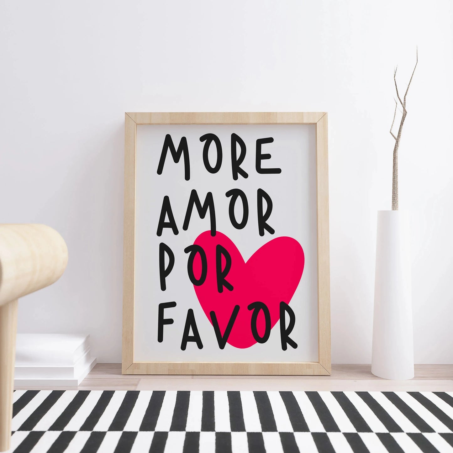 Más Amor Por Favor Love Quote Canvas Wall Art | Pink Blue