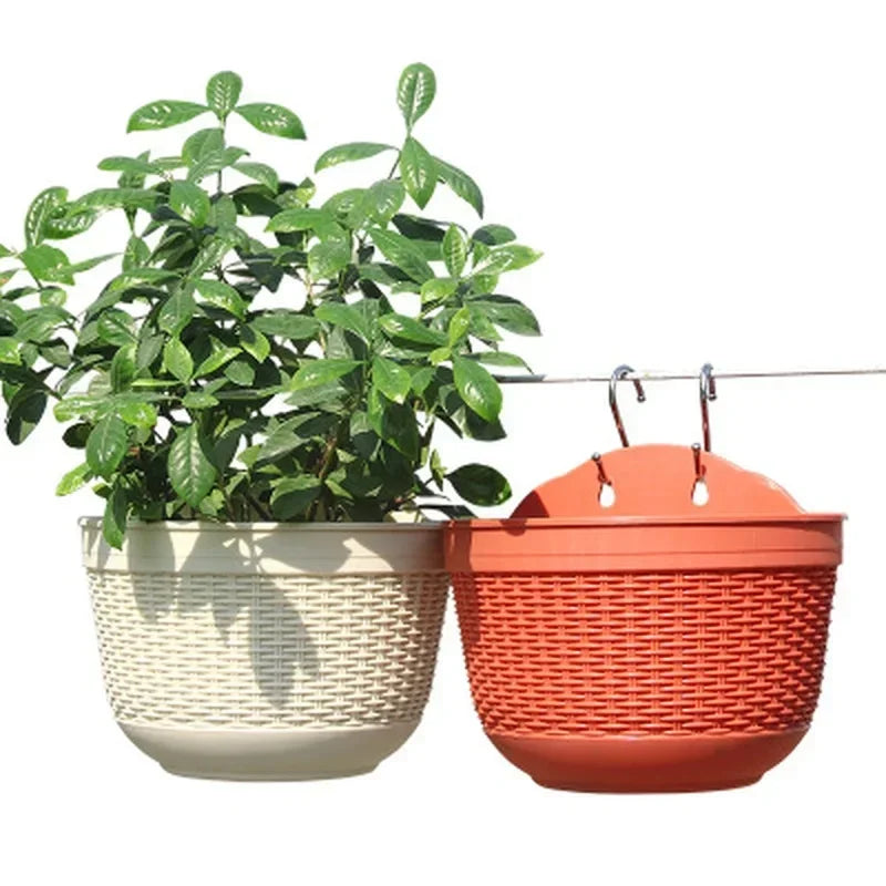 Imitation Rattan Weaving Creative Flower Planter Garden Pot Flowerpot