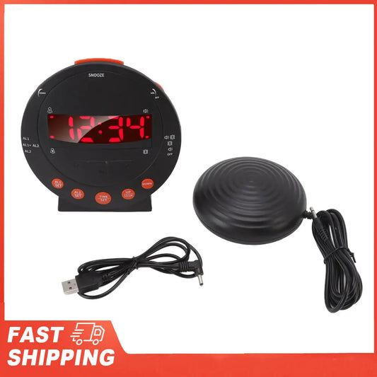Alarm Clock Shaker 110 Decibels Red Flashing Light Extra Student Elder Peaceful Pleasures Health and Wellness