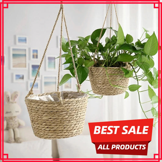 Handwoven Rattan Hanging Basket Planter for Orchids & Flowers Hanging Basket Planter Oasis Select