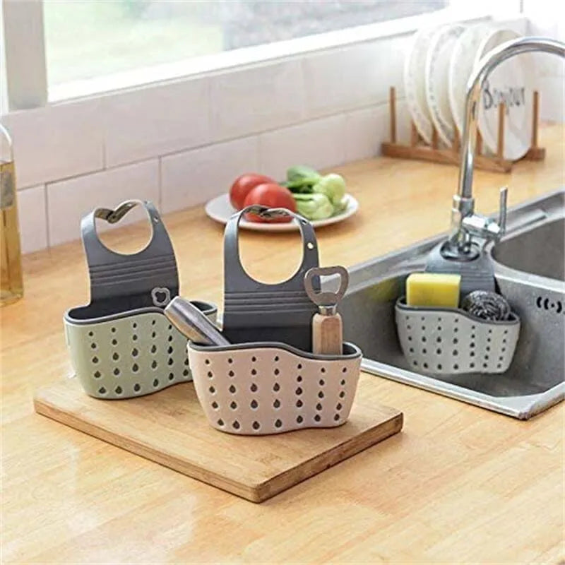 Sink Draining Hanging Basket Adjustable Kitchen Accessories Rubber Sink Bag Soap Sponge Shelf Faucet Holder for Bathroom 1PC Peaceful Pleasures Health and Wellness