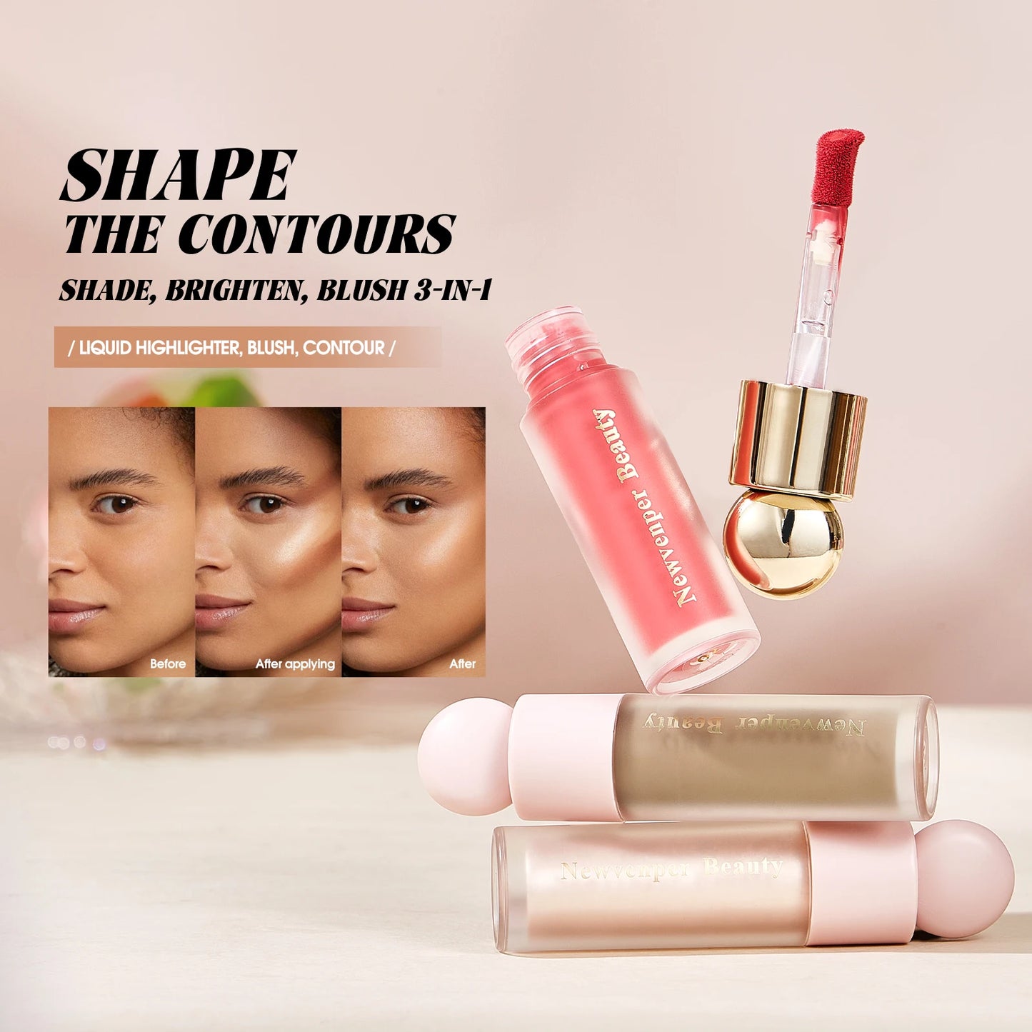 Liquid Highlighter Blush Contour Stick Set for Face & Body