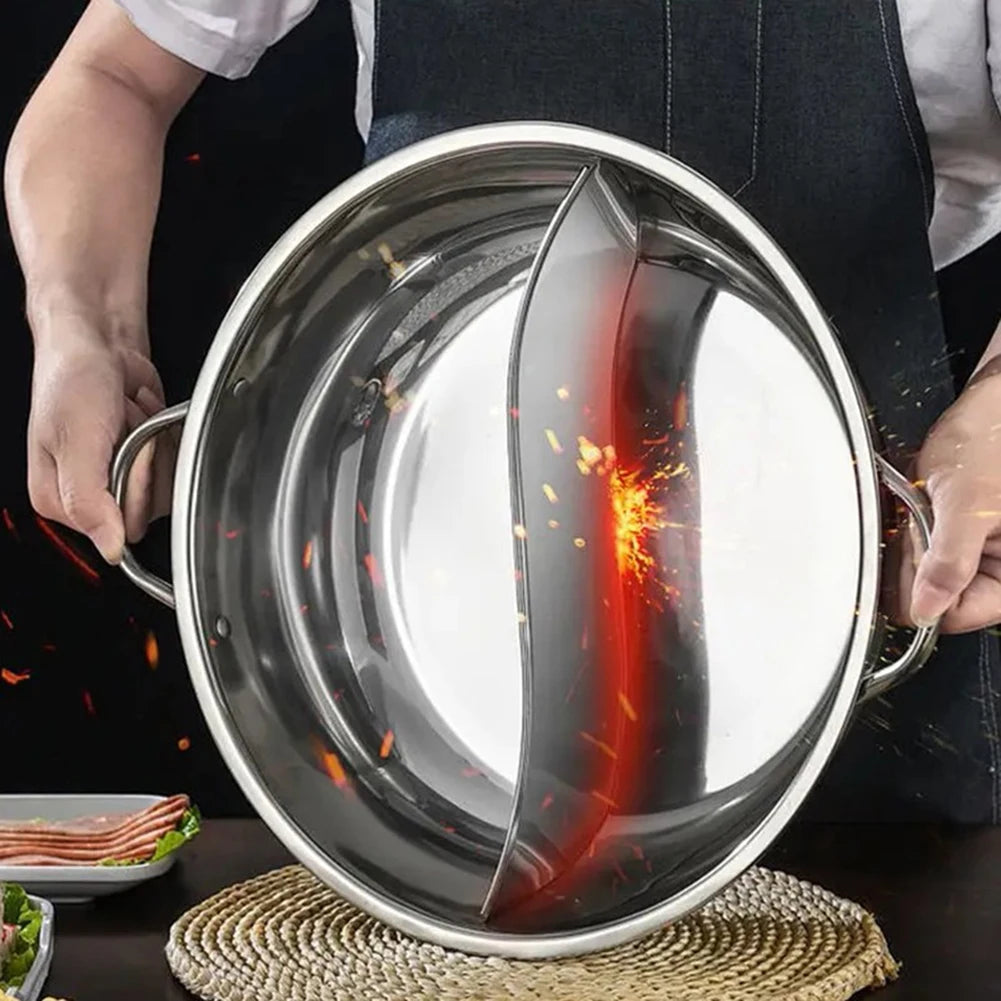 Twin Divided Pot Stainless Steel Hotpot Kitchen Cooker Home Cooking