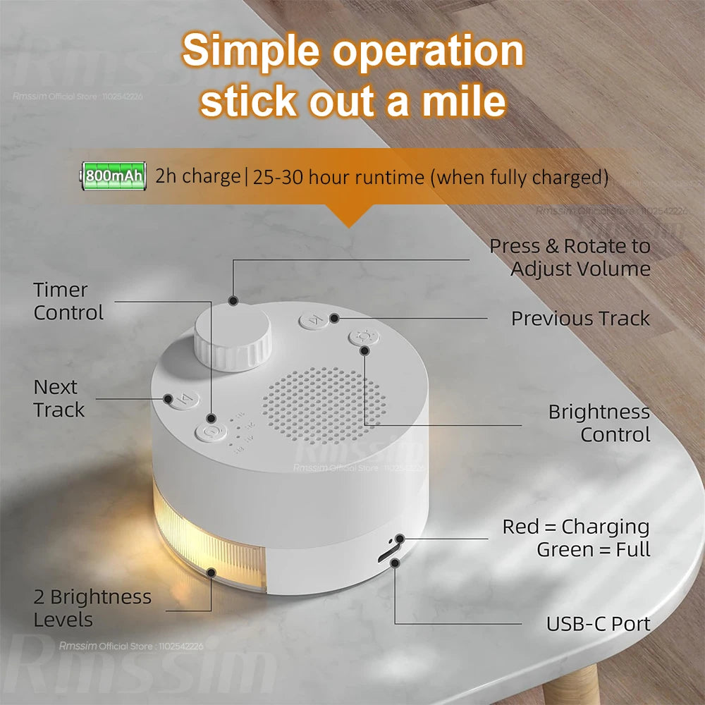 Baby White Noise Machine Timed Shutdown Sleep Machine Portable Baby Sleep Sound Player Night Light Timer Noise Player Peaceful Pleasures Health and Wellness